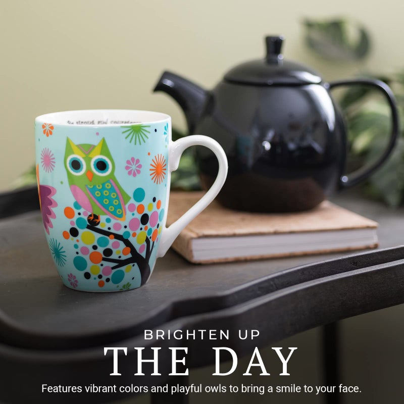 Divinity Boutique Owl Mug - Inspirational Ceramic Coffee Mug with Scripture for Women, Mom, Friends, Owl Lovers that is Colorful and Dishwasher Safe - Image 2